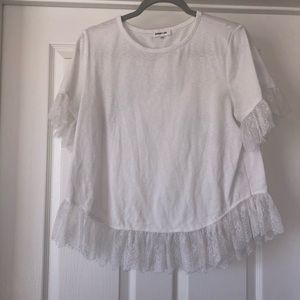 Sugar + Lips white laced patterned sleeve top